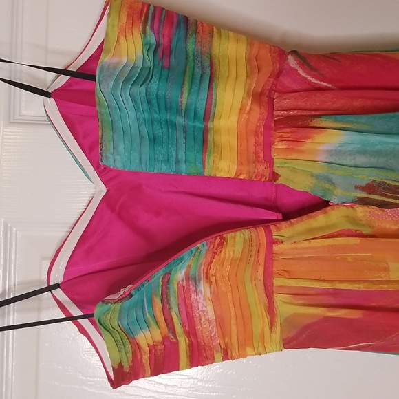 Laundry By Shelli Segal Multi Color Chiffon Strapless High Low Maxi Dress - Picture 6 of 13